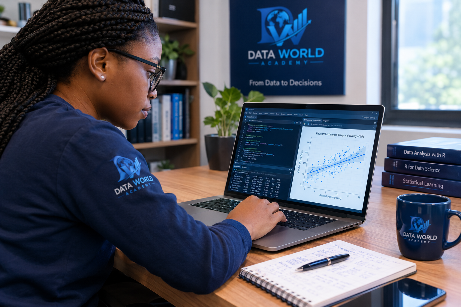 Data World Academy student working through a hands-on data analysis exercise